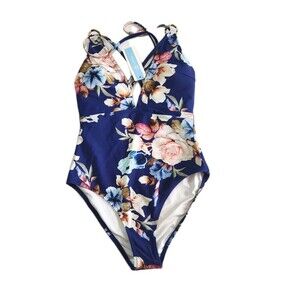 Cupshe Floral Blue One Piece Swimsuit